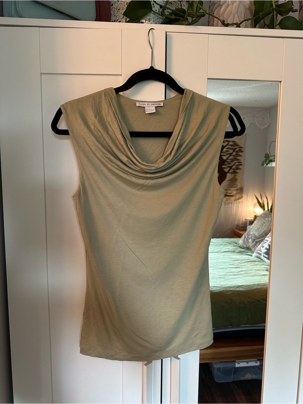 Tiger of Sweden Sage Green Sleeveless “Jela” Cowl Neck Top